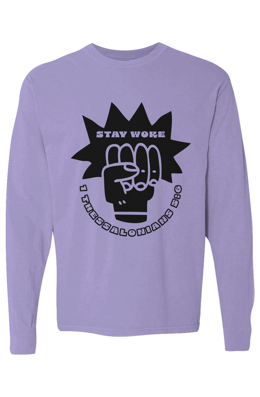 Stay Woke Bright Pigment Dyed Heavyweight Long Sleeve T Shirt