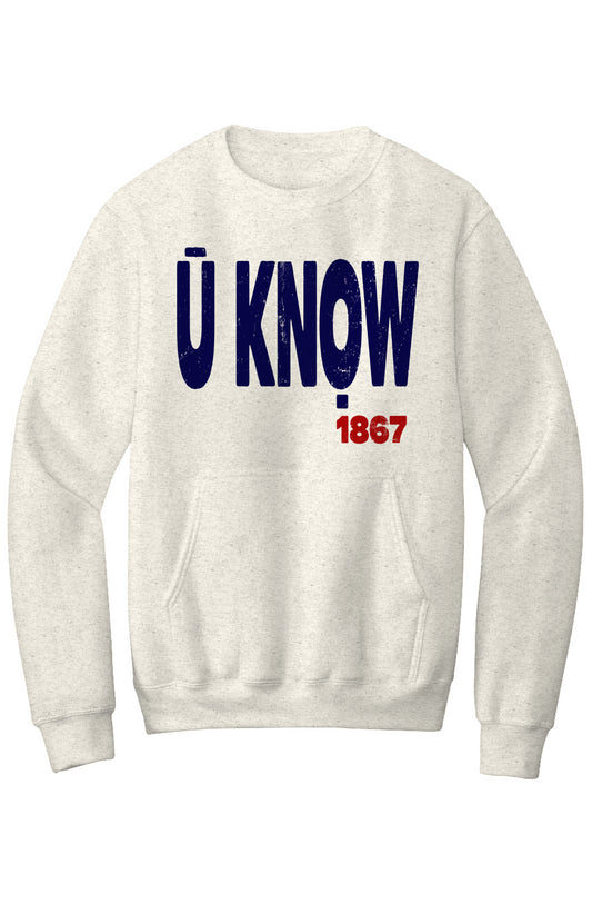 U KNOW Fleece Crewneck with Kangaroo Pocket