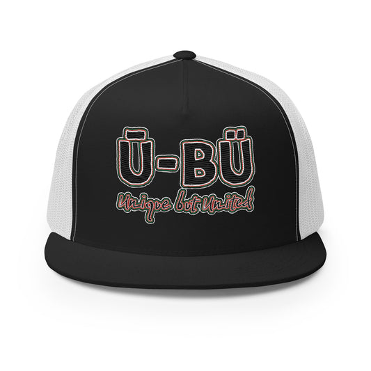 Ū-BÜ 5-Panel Trucker Cap - Red, Black + Green