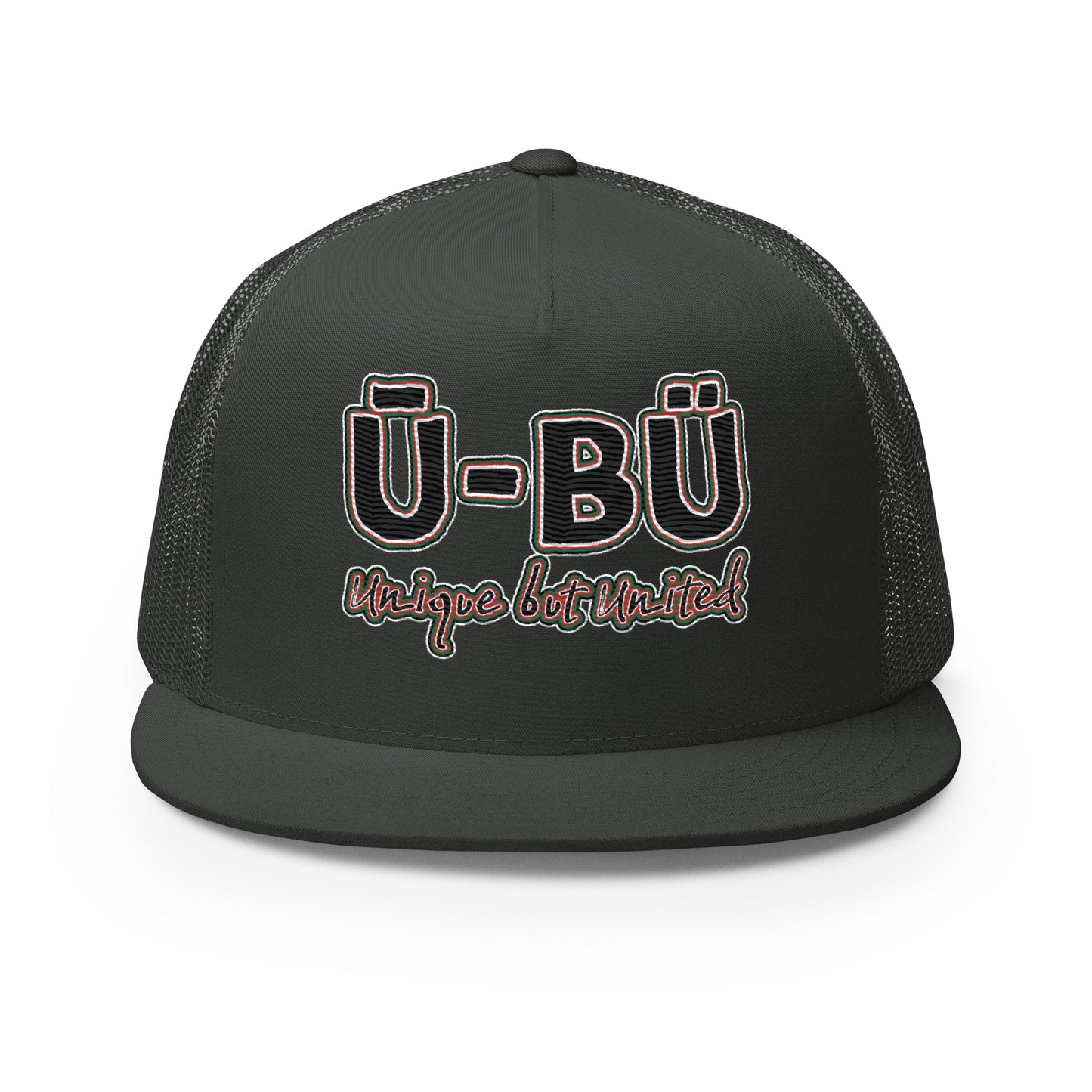 Ū-BÜ 5-Panel Trucker Cap - Red, Black + Green