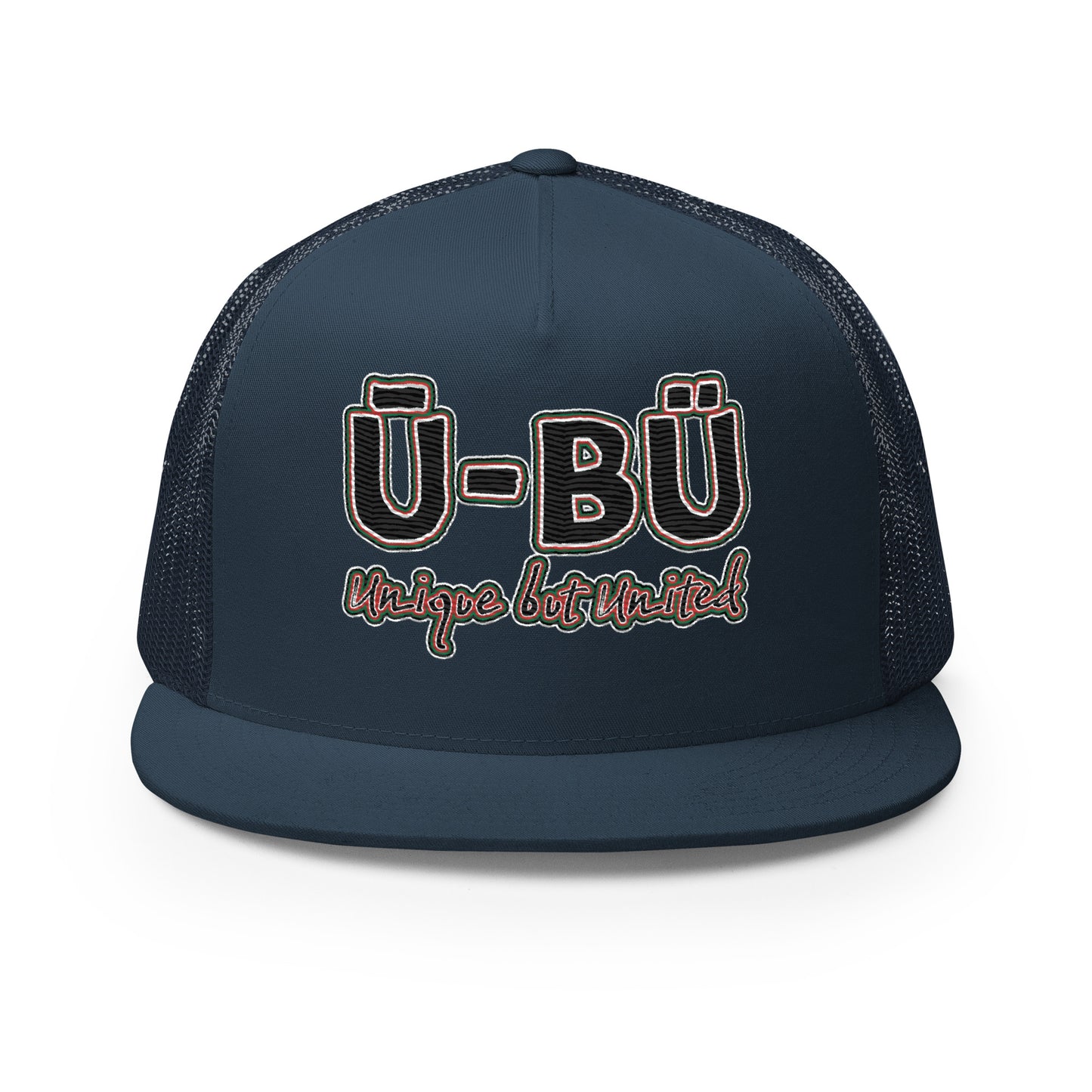 Ū-BÜ 5-Panel Trucker Cap - Red, Black + Green