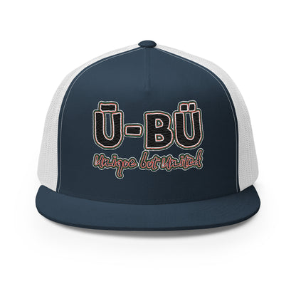 Ū-BÜ 5-Panel Trucker Cap - Red, Black + Green