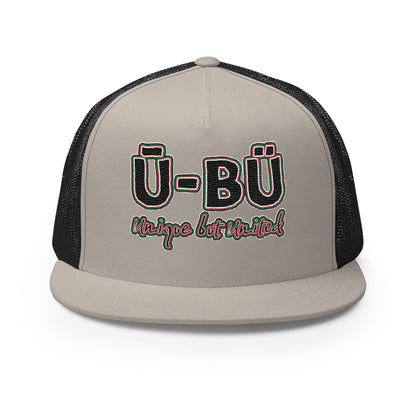 Ū-BÜ 5-Panel Trucker Cap - Red, Black + Green