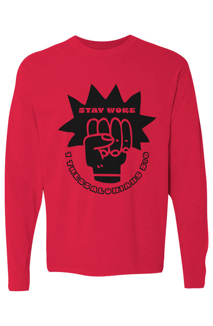 Stay Woke Bright Pigment Dyed Heavyweight Long Sleeve T Shirt