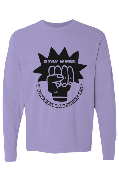 Stay Woke Bright Pigment Dyed Heavyweight Long Sleeve T Shirt