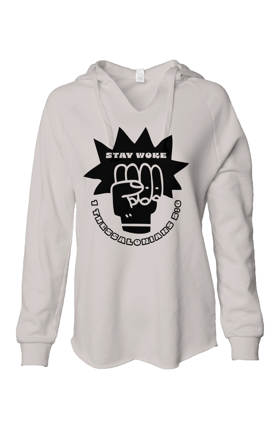 Stay Woke V- neckWomens Lightweight  Wash Hooded Sweatshirt