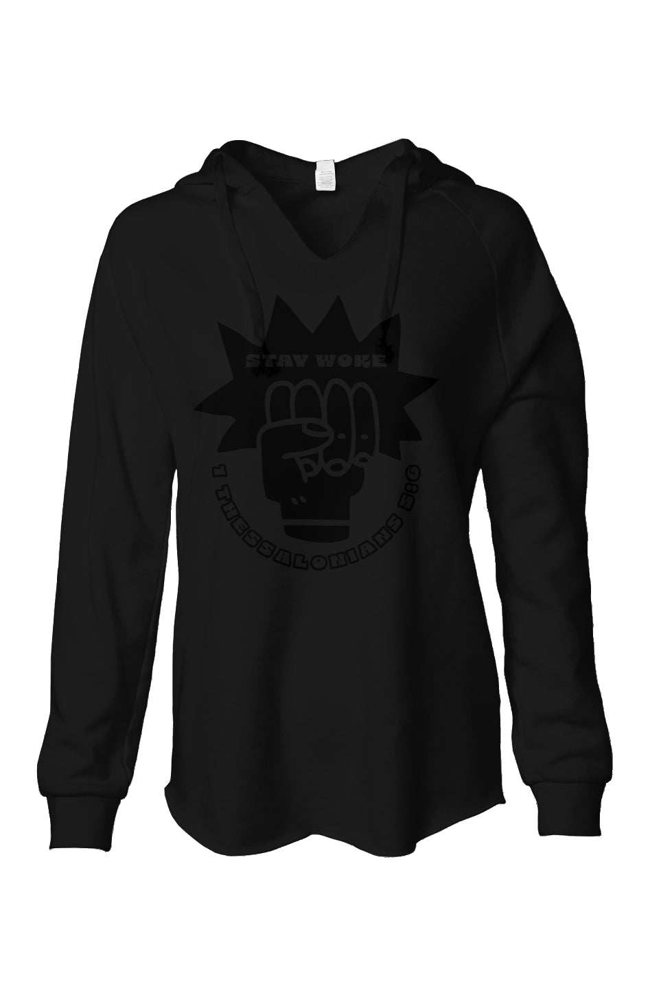 Stay Woke V- neckWomens Lightweight  Wash Hooded Sweatshirt
