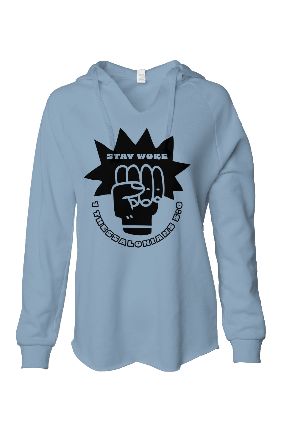 Stay Woke V- neckWomens Lightweight  Wash Hooded Sweatshirt