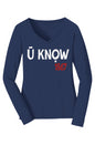 U know 1867 V-Neck Long Sleeve Tee