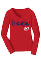 U know 1867 V-Neck Long Sleeve Tee