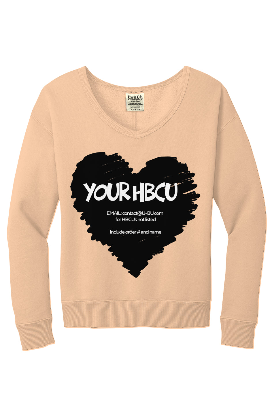 Name Your HBCU Beach Wash V-Neck Sweatshirt