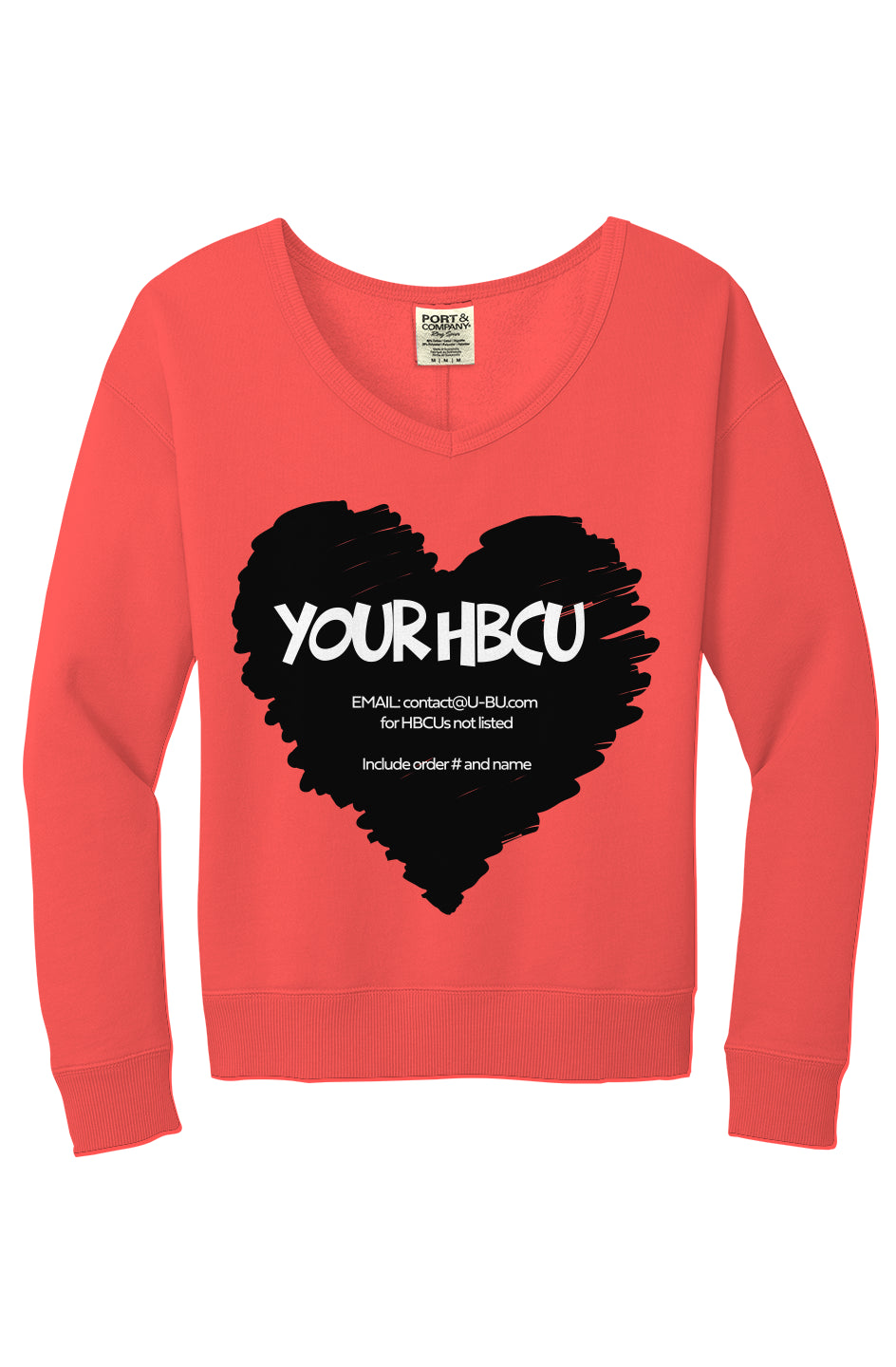 Name Your HBCU Beach Wash V-Neck Sweatshirt
