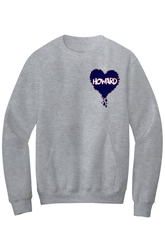 Howard Bleed Blue Fleece Crewneck with Kangaroo Pocket