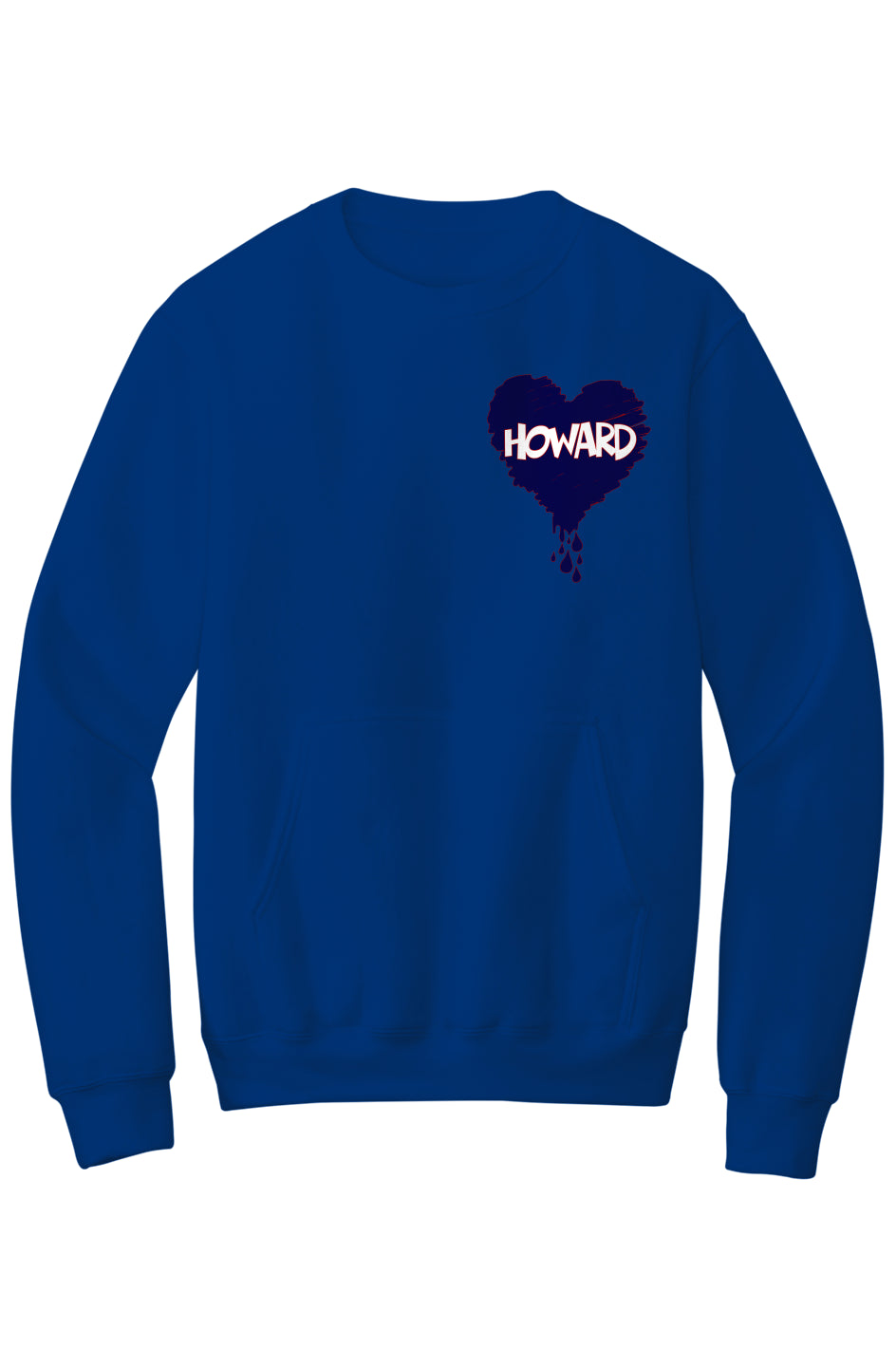 Howard Bleed Blue Fleece Crewneck with Kangaroo Pocket