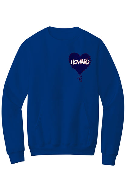 Howard Bleed Blue Fleece Crewneck with Kangaroo Pocket