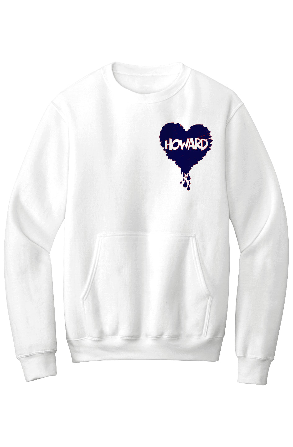 Howard Bleed Blue Fleece Crewneck with Kangaroo Pocket