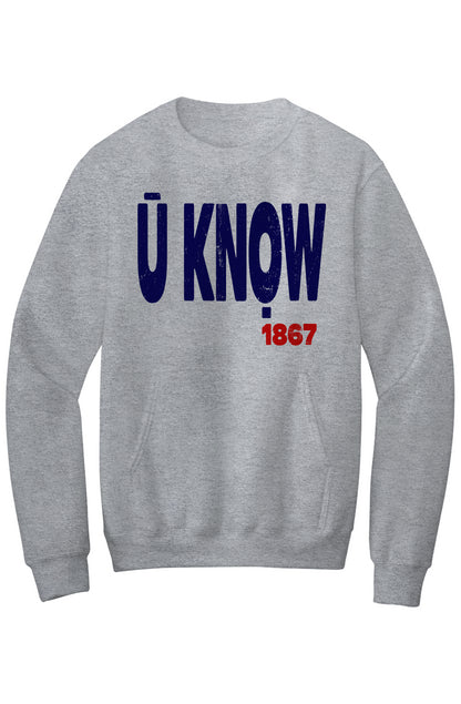 U KNOW Fleece Crewneck with Kangaroo Pocket