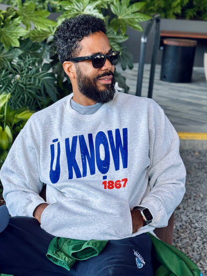 U KNOW Fleece Crewneck with Kangaroo Pocket