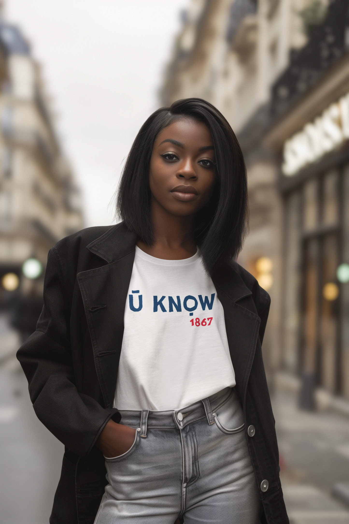 U Know 1867 Unisex Heavyweight T-Shirt - Blue + Red