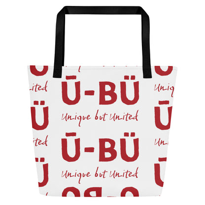 Ū-BÜ All-Over Print Pattern Print Large Tote - Red on White