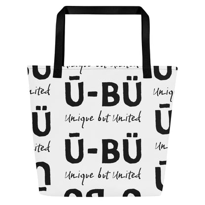 Ū-BÜ All-Over Pattern Print Large Tote - Black on White