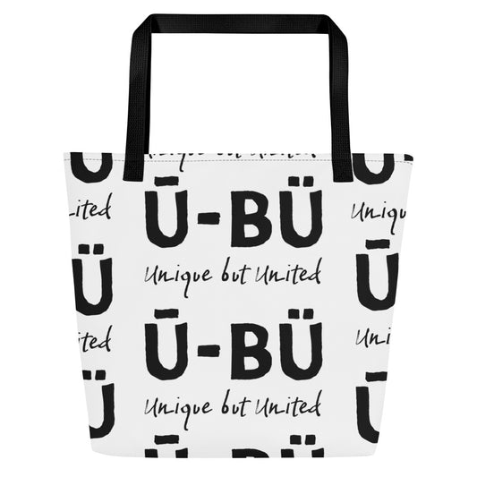 Ū-BÜ All-Over Pattern Print Large Tote - Black on White