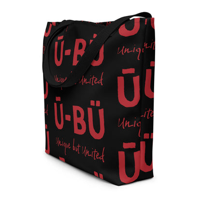 Ū-BÜ All-Over Print Large Tote Bag - Red on Black