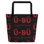 Ū-BÜ All-Over Print Large Tote Bag - Red on Black