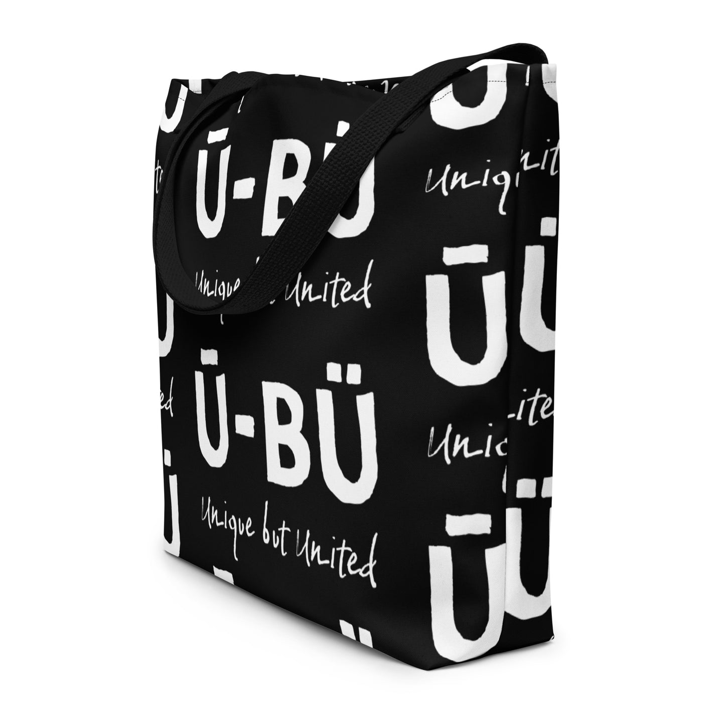 Ū-BÜ All-Over Print Large Tote Bag - White on Black