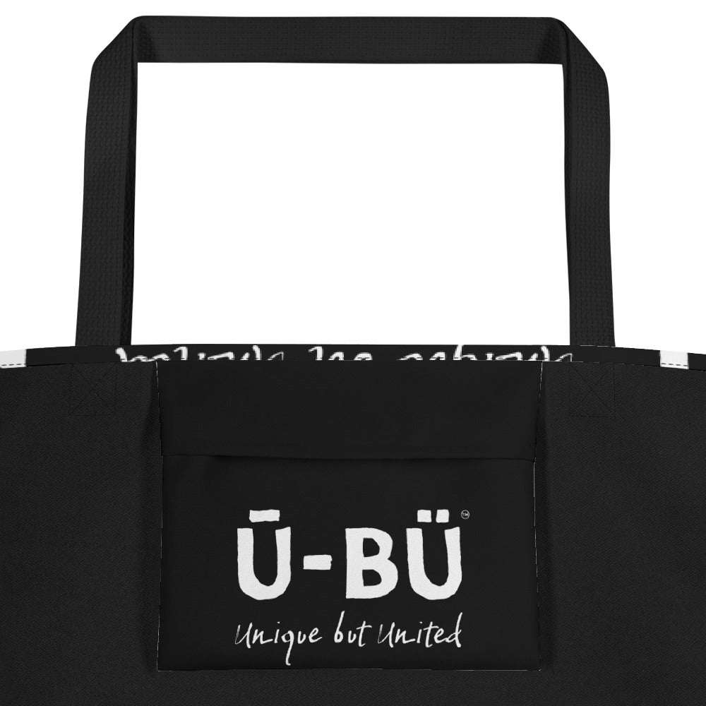 Ū-BÜ All-Over Print Large Tote Bag - White on Black