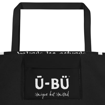 Ū-BÜ All-Over Print Large Tote Bag - White on Black