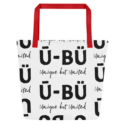 Ū-BÜ All-Over Pattern Print Large Tote - Black on White