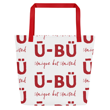 Ū-BÜ All-Over Print Pattern Print Large Tote - Red on White