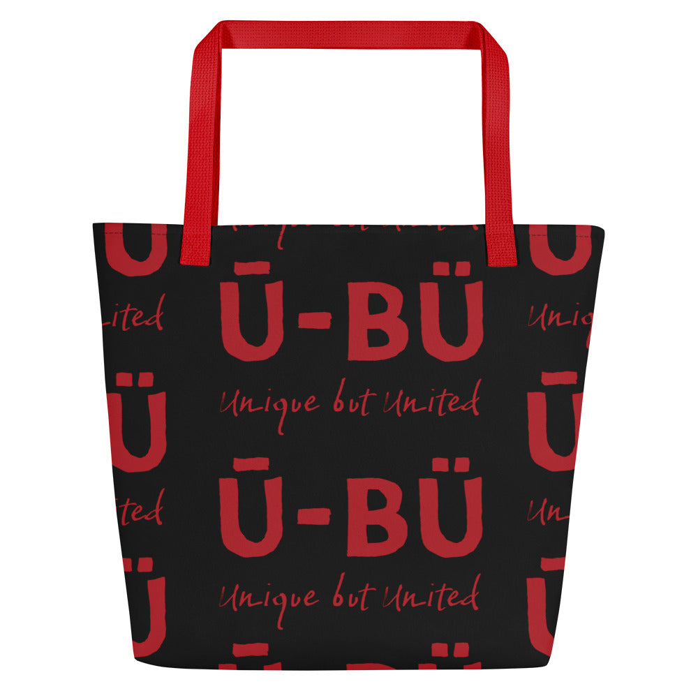 Ū-BÜ All-Over Print Large Tote Bag - Red on Black