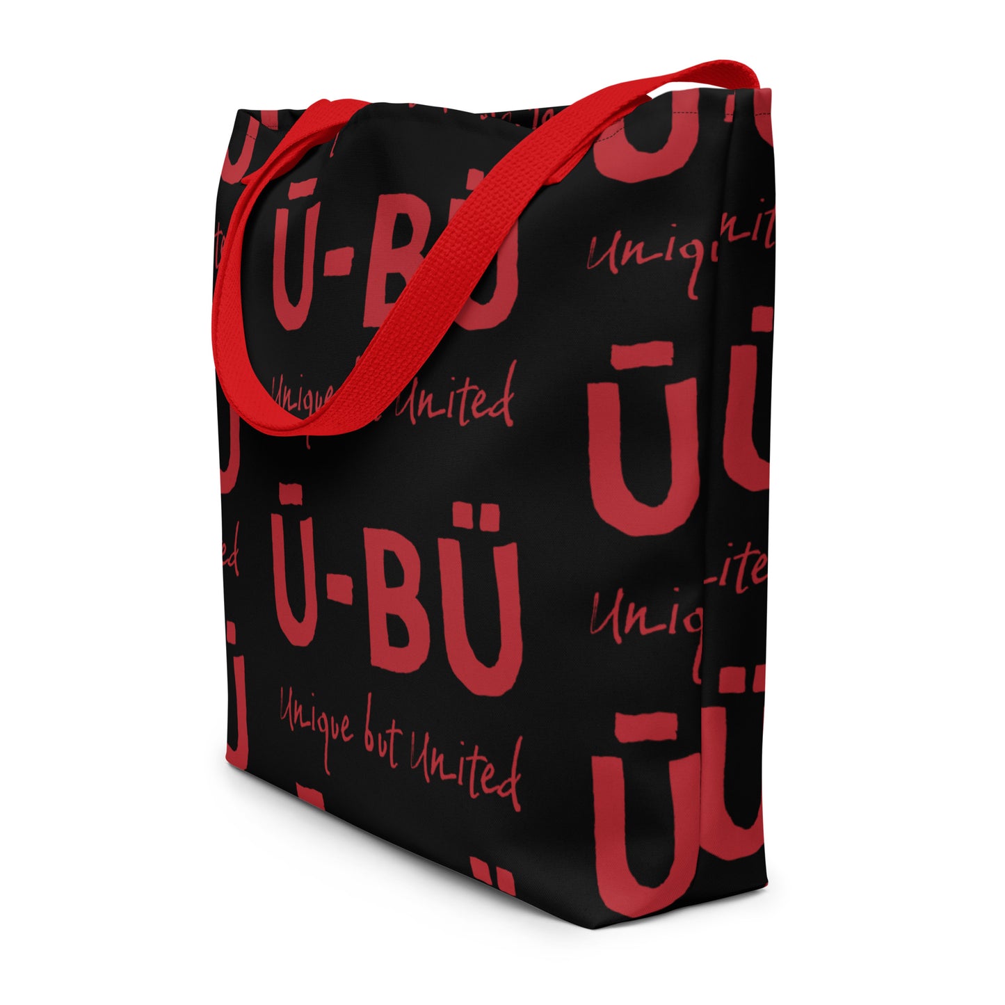 Ū-BÜ All-Over Print Large Tote Bag - Red on Black