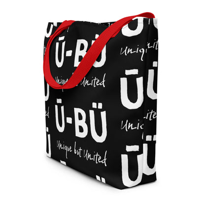 Ū-BÜ All-Over Print Large Tote Bag - White on Black