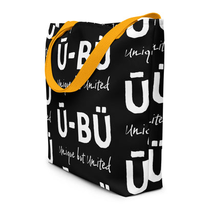 Ū-BÜ All-Over Print Large Tote Bag - White on Black