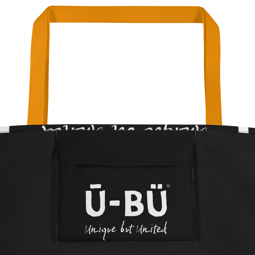 Ū-BÜ All-Over Print Large Tote Bag - White on Black