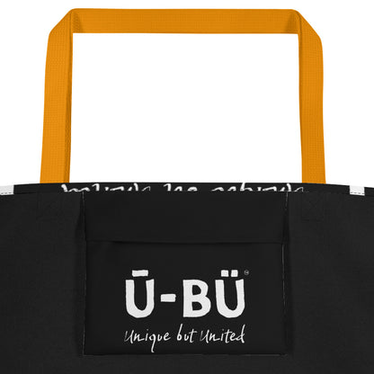 Ū-BÜ All-Over Print Large Tote Bag - White on Black