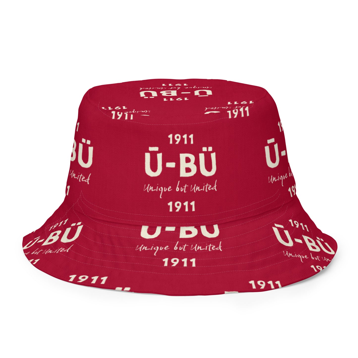 1911 & Ū-BÜ Red Reversible Bucket Hat - Cream on Crimson