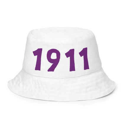 1911 & Ū-BÜ Reversible Bucket Hat - Purple on White