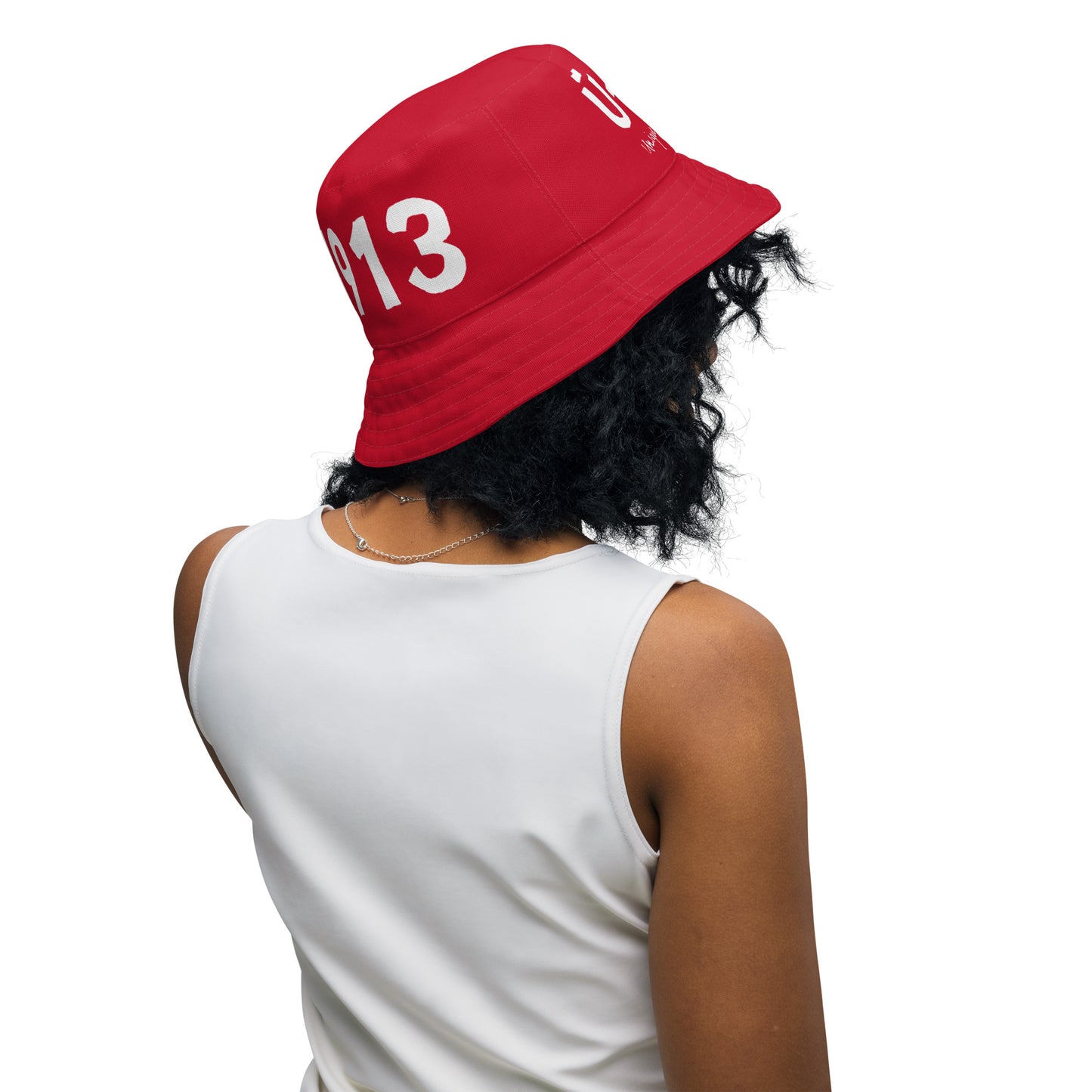 1913 & Ū-BÜ Reversible Bucket Hat - White on Red