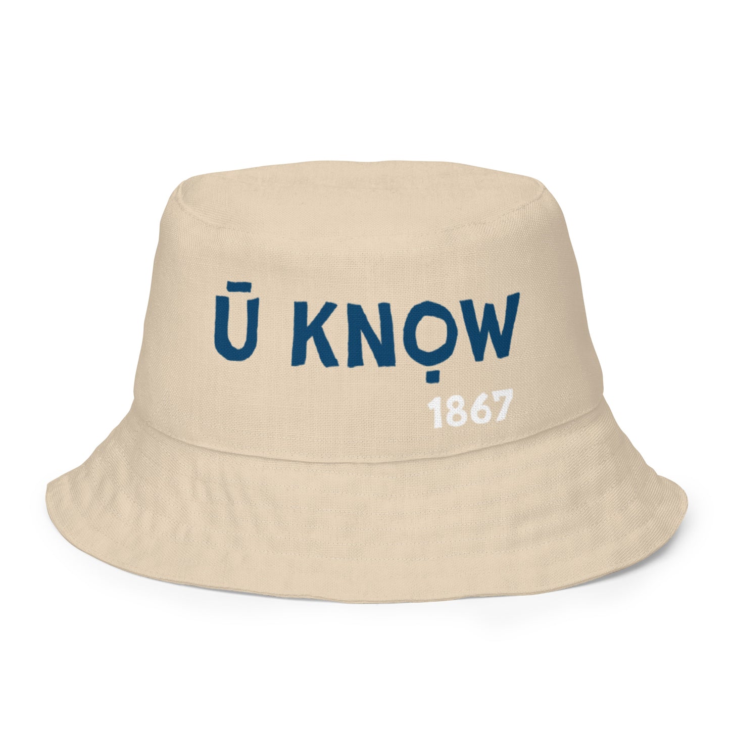 HU - BU Reversible Bucket Hat - Blue + White on Champagne