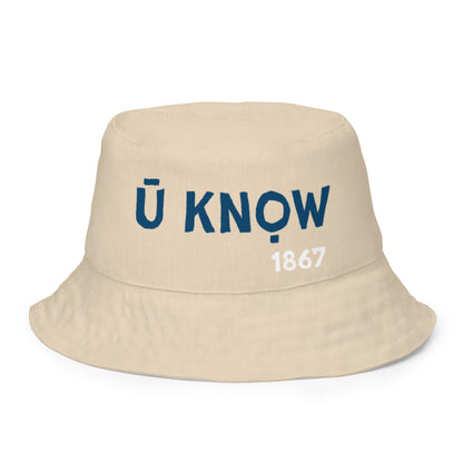 HU - BU Reversible Bucket Hat - Blue + White on Champagne