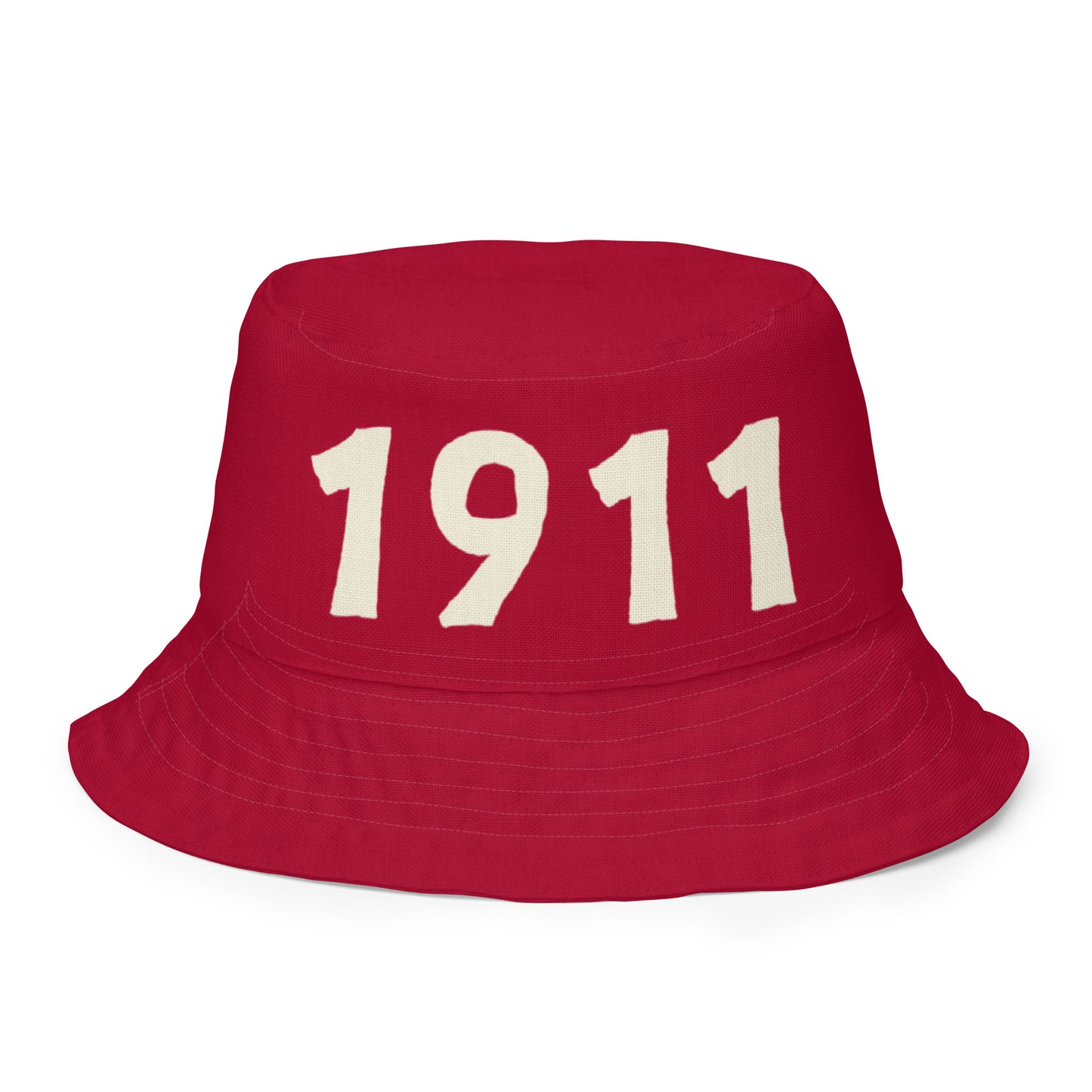 1911 & Ū-BÜ Red Reversible Bucket Hat - Cream on Crimson