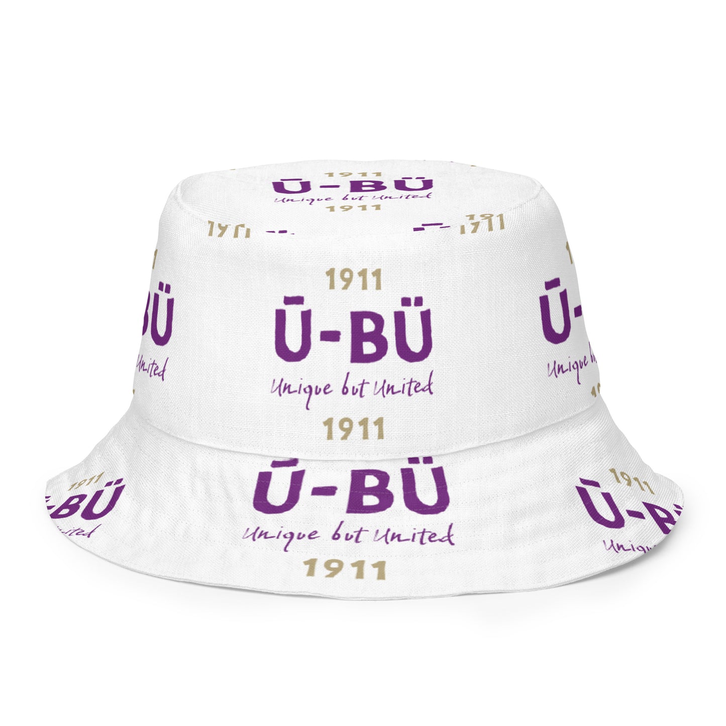 1911 & Ū-BÜ Reversible Bucket Hat - Purple on White