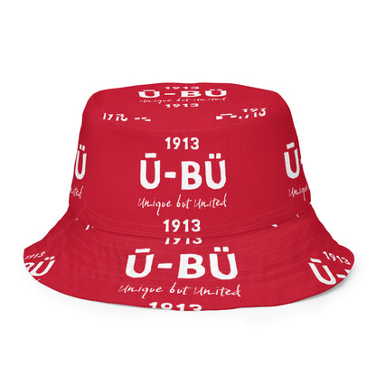 1913 & Ū-BÜ Reversible Bucket Hat - White on Red