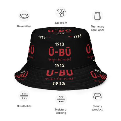 1913 & Ū-BÜ Reversible Bucket Hat - Red on Black