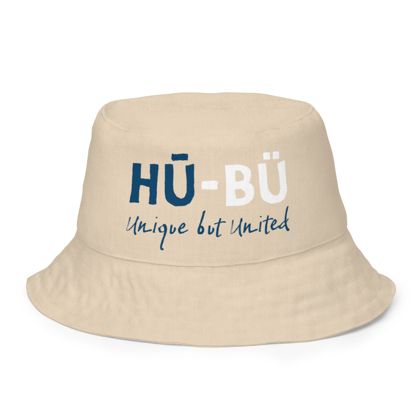 HU - BU Reversible Bucket Hat - Blue + White on Champagne