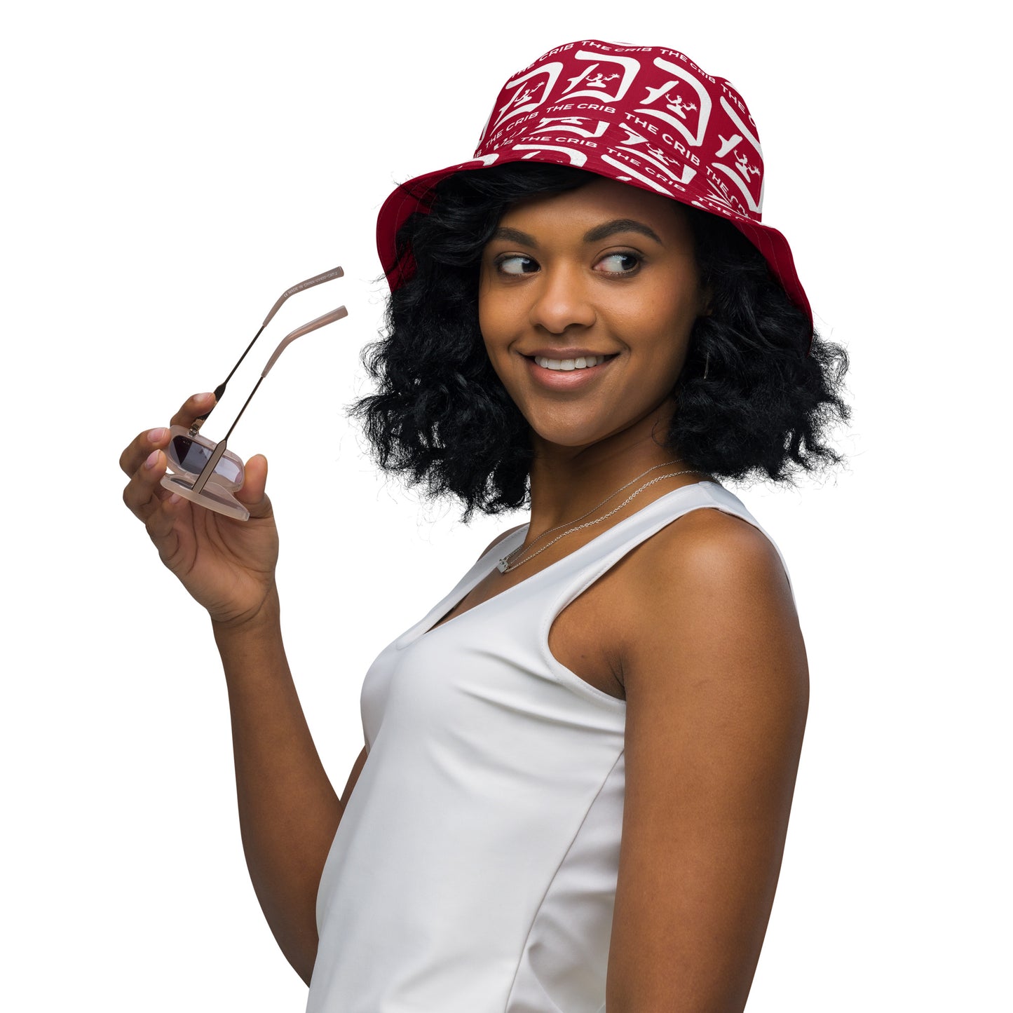 The Crib Reversible Bucket Hat - White on Red